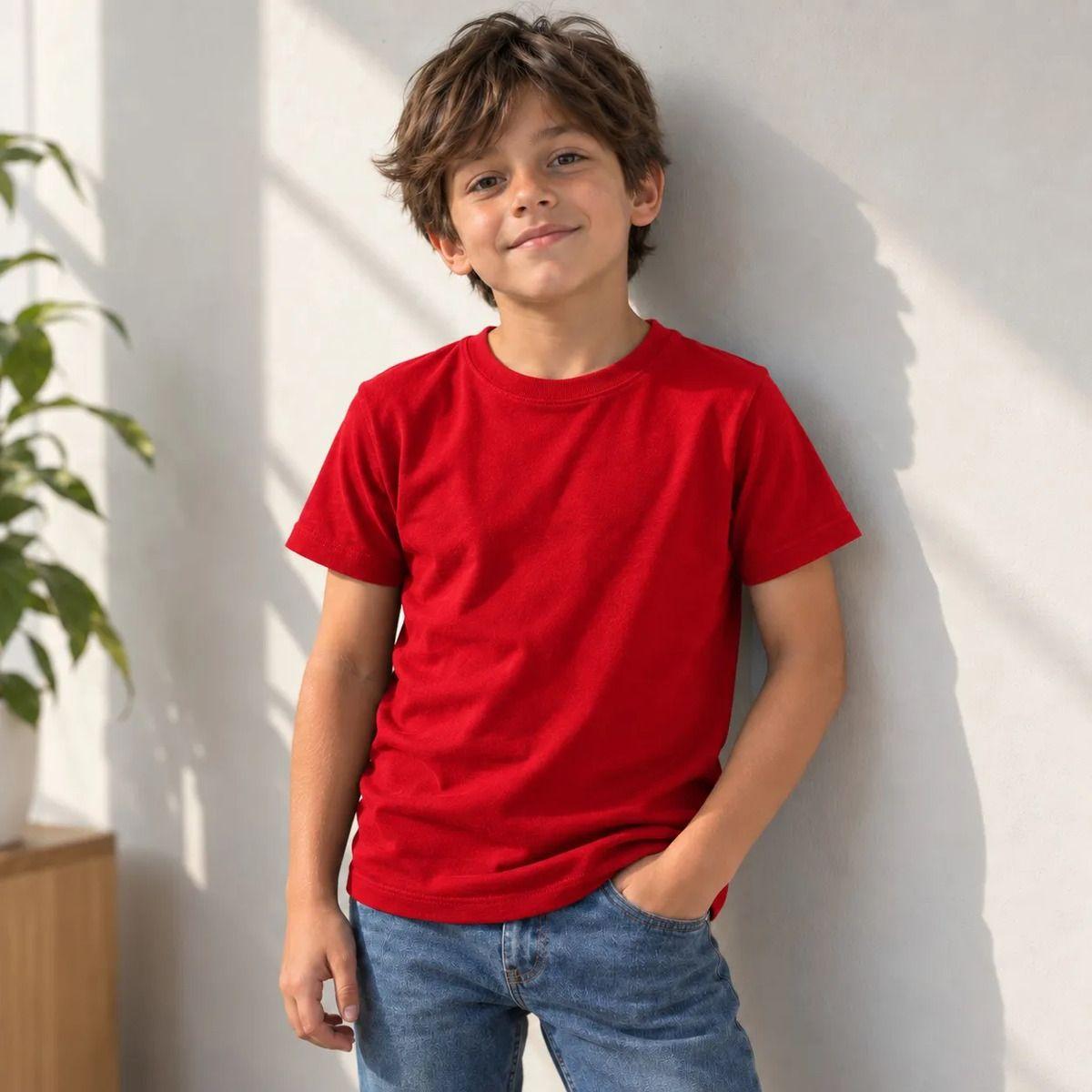 Poleras Niños Basica 100 Algodon Manga Corta Cuello Redondo-0