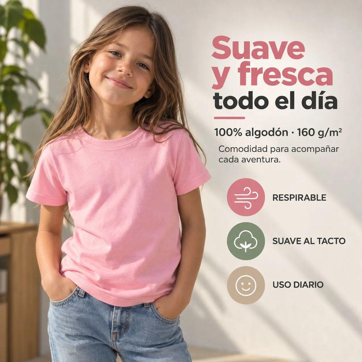 Poleras Niños Basica 100 Algodon Manga Corta Cuello Redondo-1