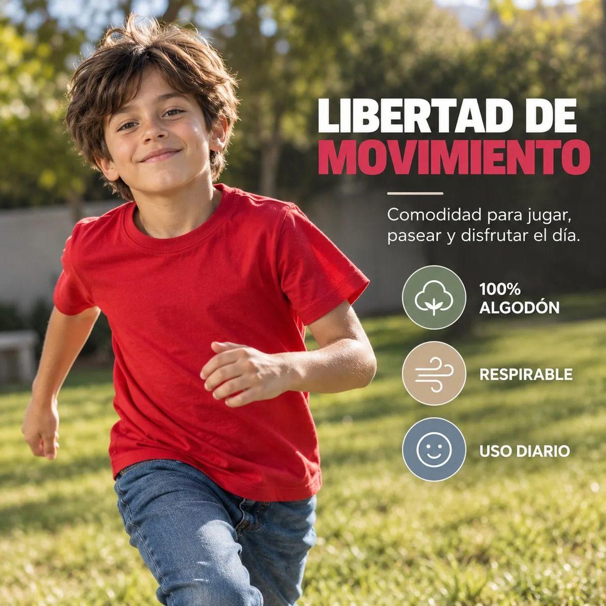 Poleras Niños Basica 100 Algodon Manga Corta Cuello Redondo-3