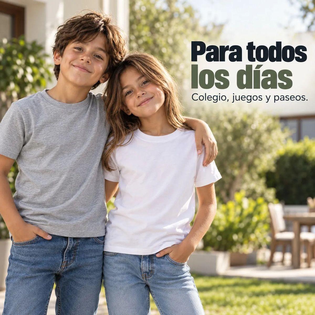 Poleras Niños Basica 100 Algodon Manga Corta Cuello Redondo-7