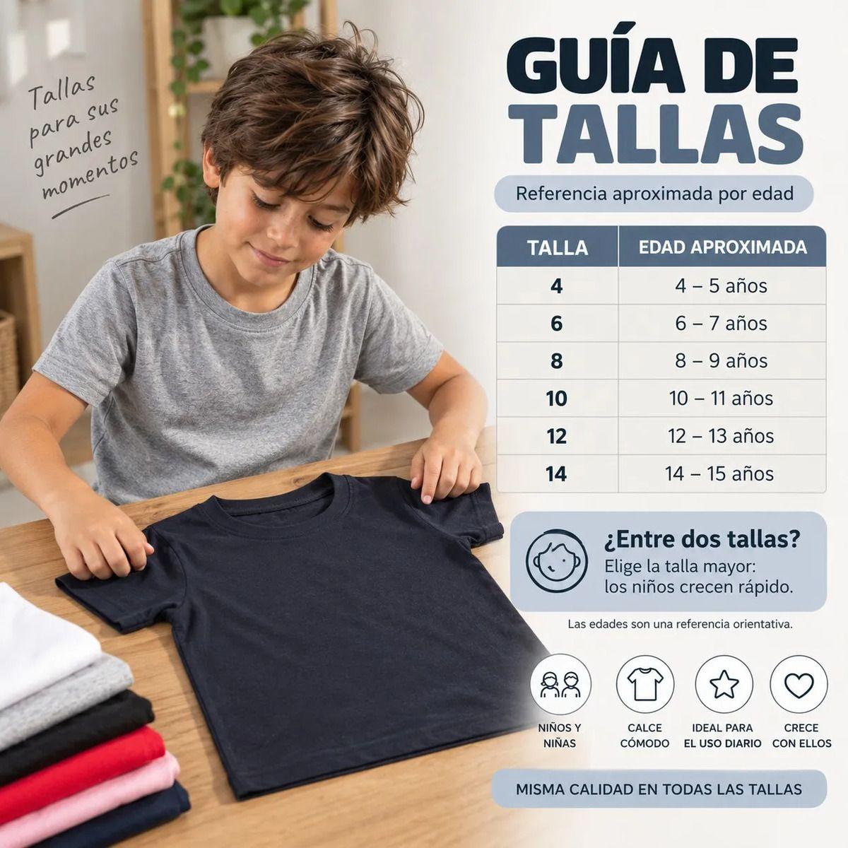 Poleras Niños Basica 100 Algodon Manga Corta Cuello Redondo-8