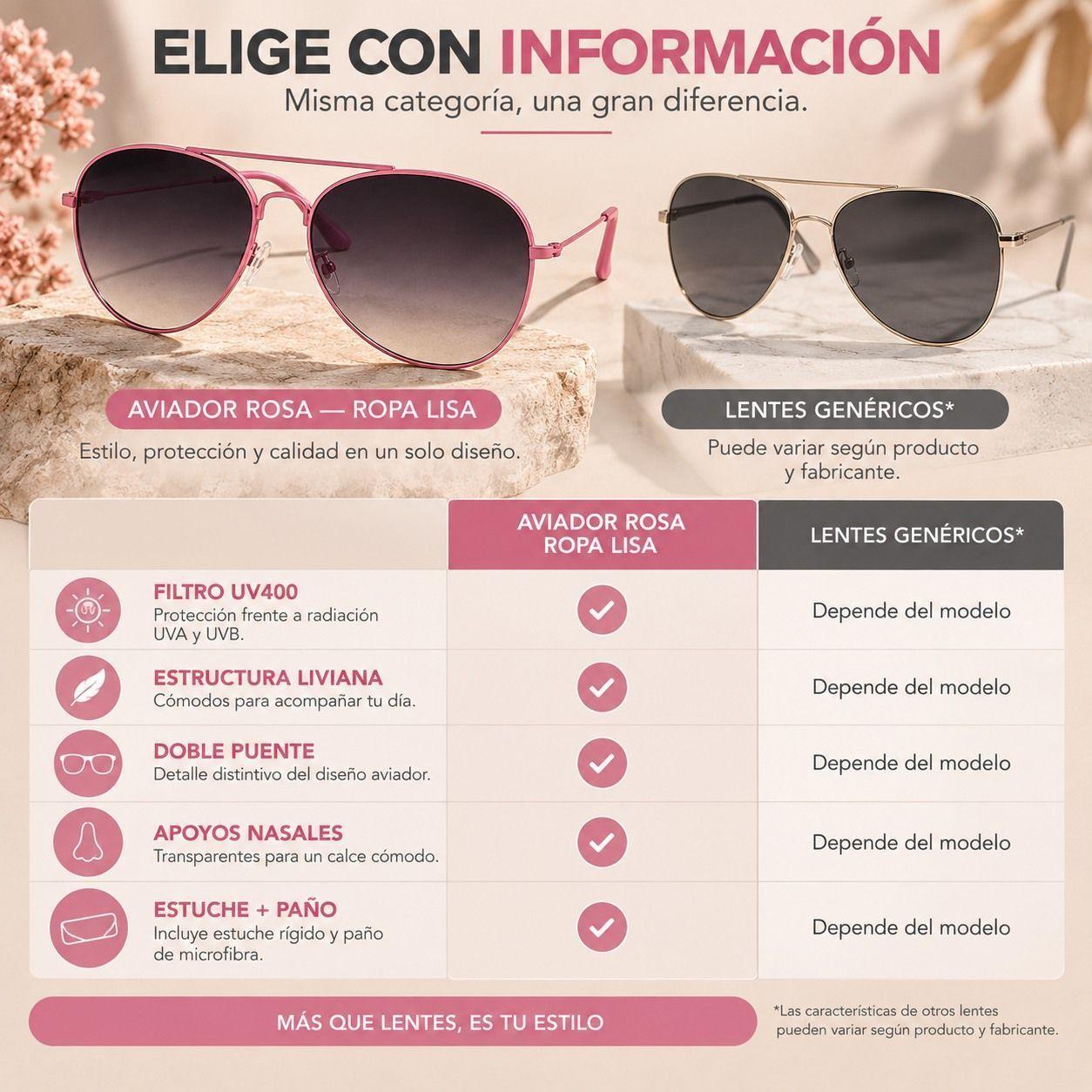 Lentes De Sol Mujer Polarizado Aviador Rosa Uv400 Degrad-8
