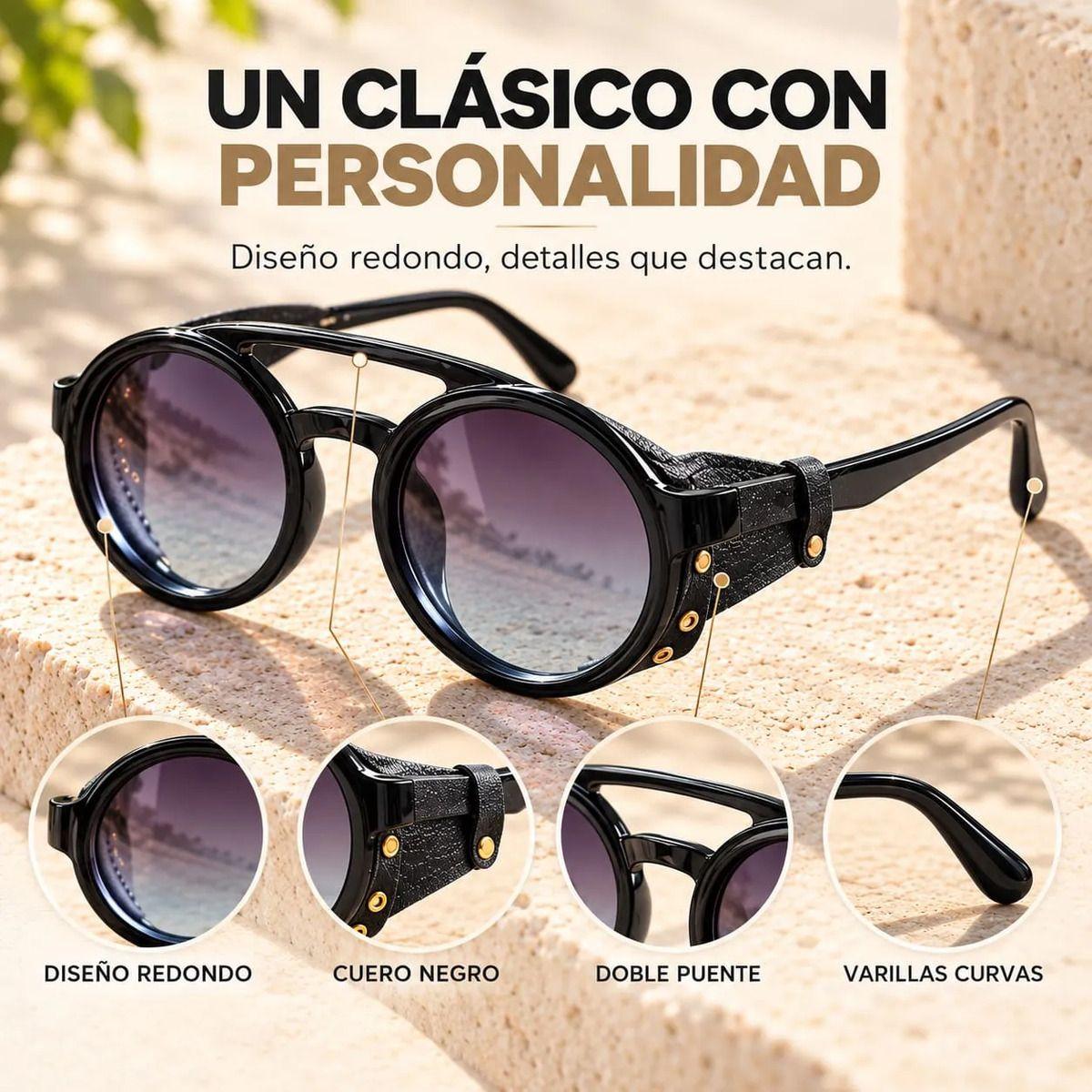 Lentes De Sol Redondos Retro Steampunk Uv400 Mujer Con Estuche-4
