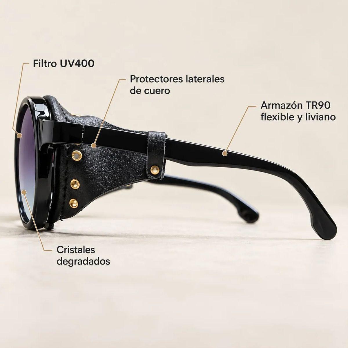 Lentes De Sol Redondos Retro Steampunk Uv400 Mujer Con Estuche-6