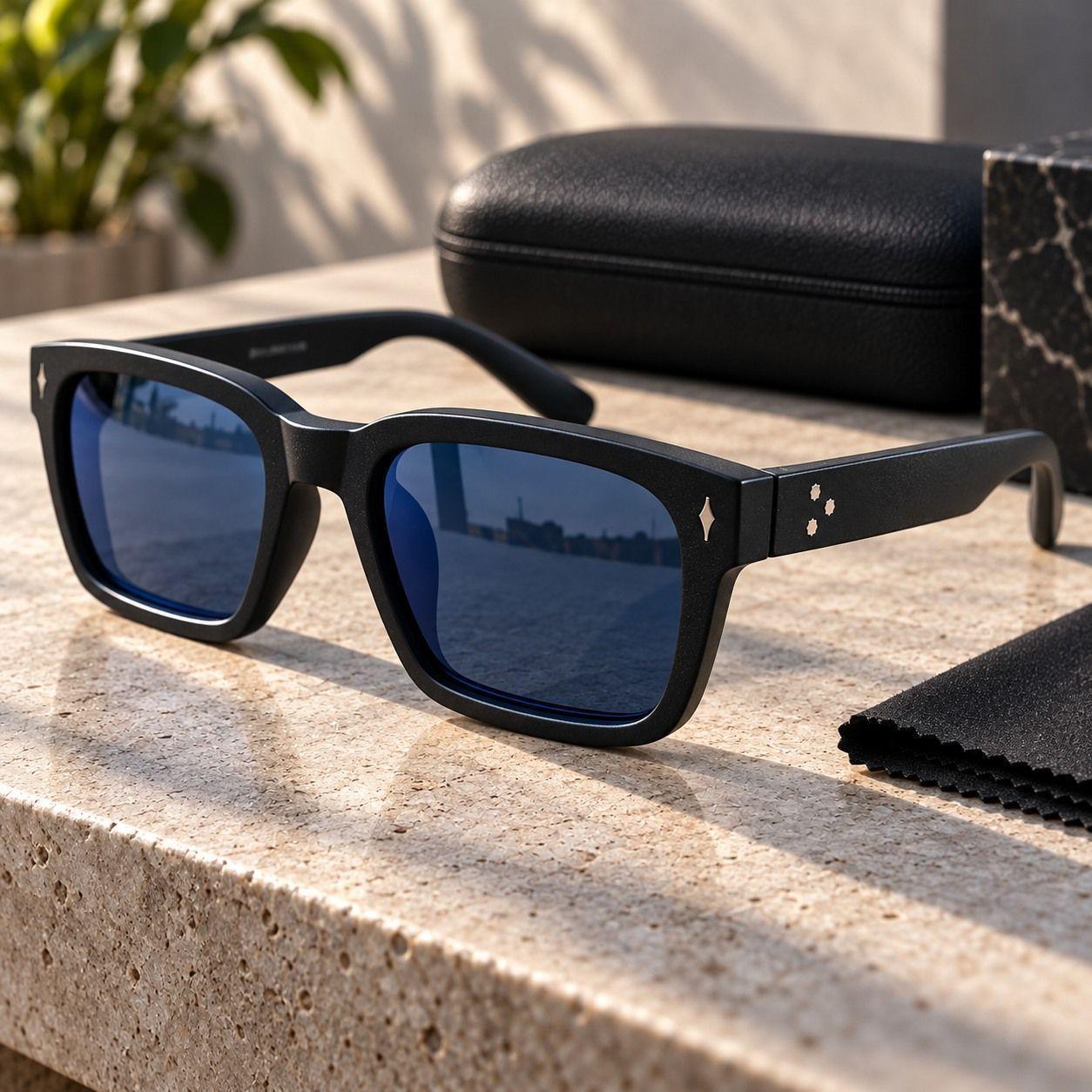 Lentes De Sol Monaco Rectangulares Uv400 Hombre Con Estuche-0