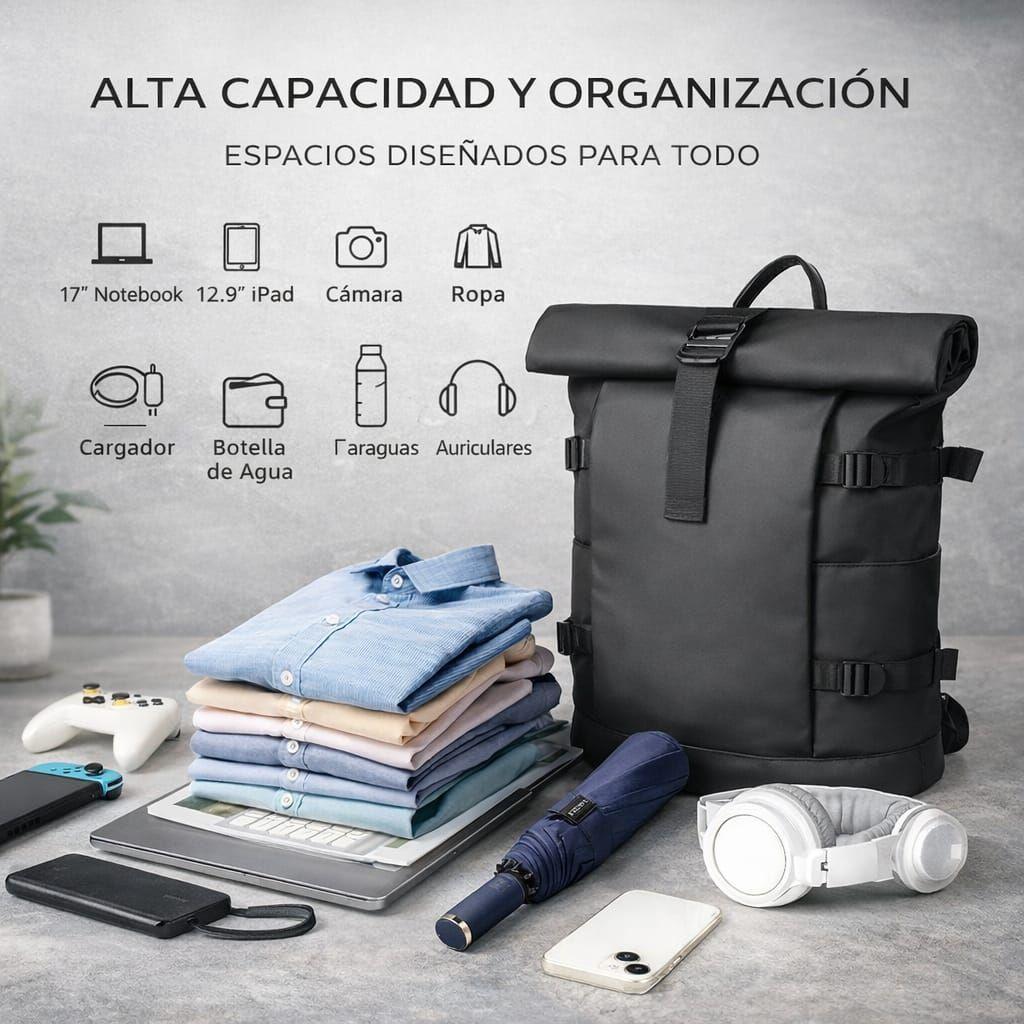 Mochila Roll Top Bag Impermeable Viaje Notebook Urbana 25l-2