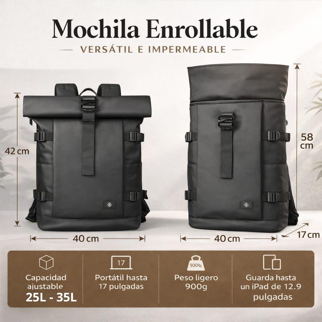 Mochila Roll Top Bag Impermeable Viaje Notebook Urbana 25l-3