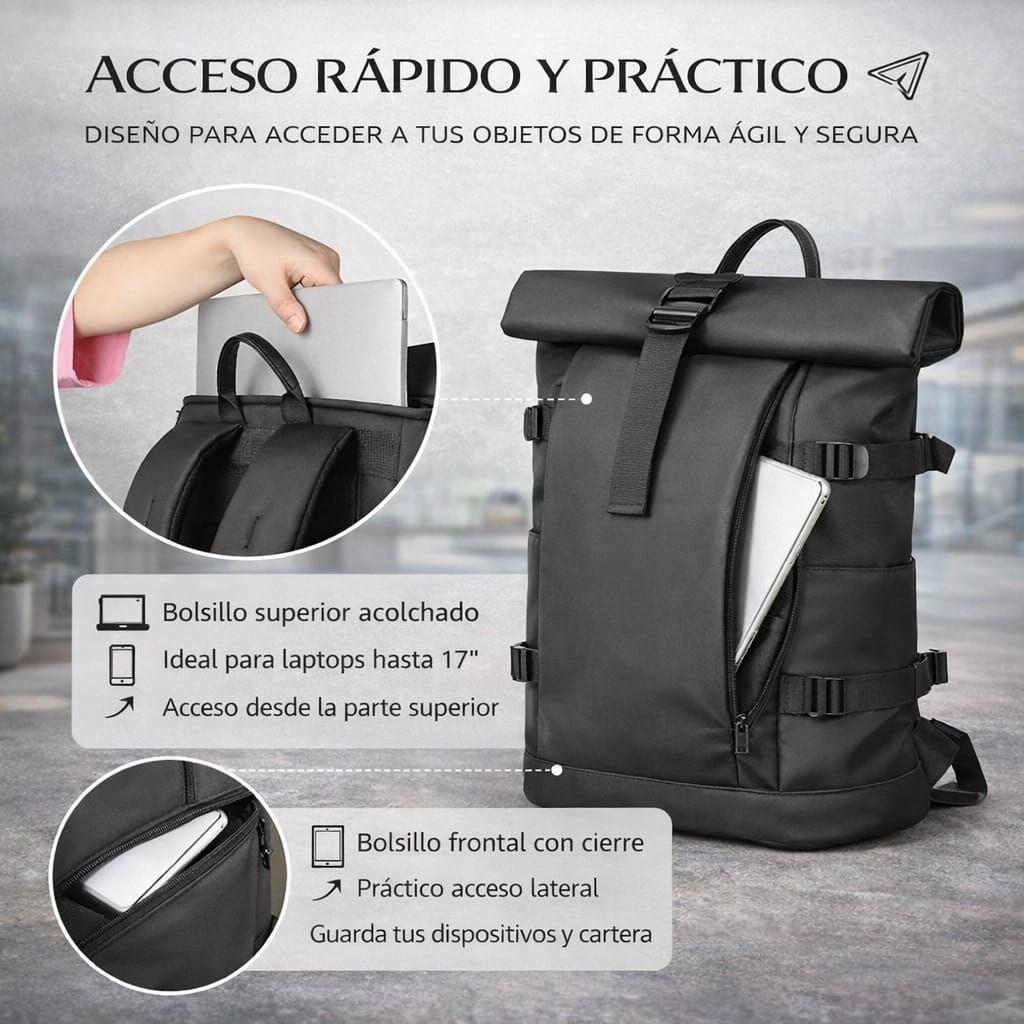 Mochila Roll Top Bag Impermeable Viaje Notebook Urbana 25l-5
