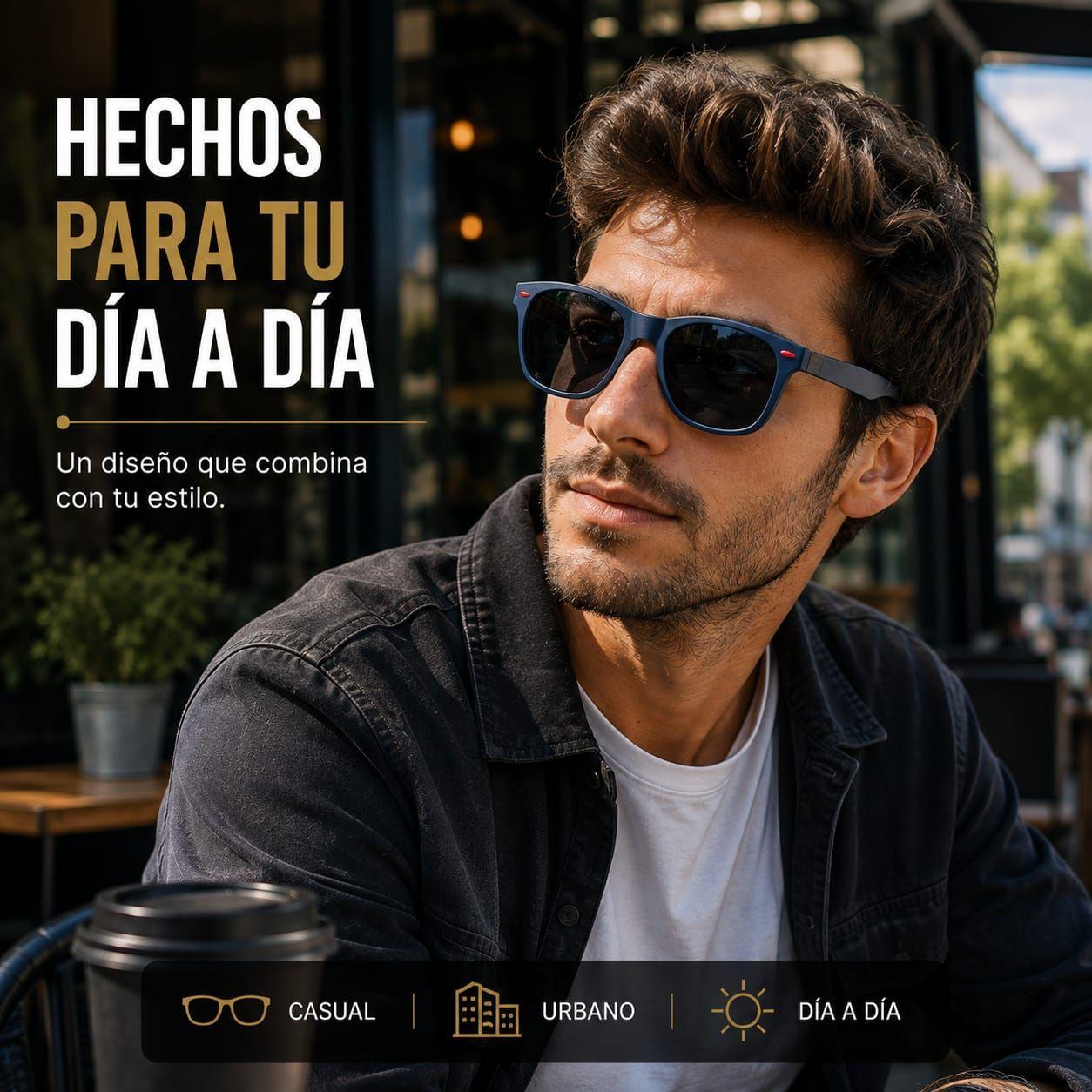 Lente De Sol Urban Square Clasico De Hombre Polarizado Uv400 Pa o y Caja-4