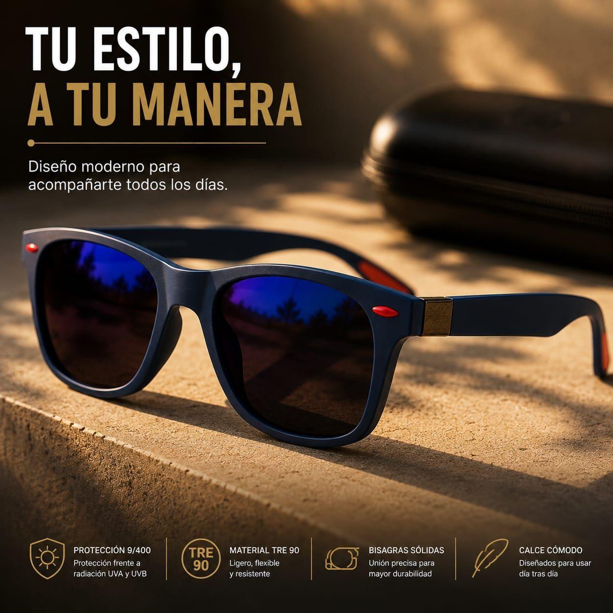 Lente De Sol Urban Square Clasico De Hombre Polarizado Uv400 Pa o y Caja-6