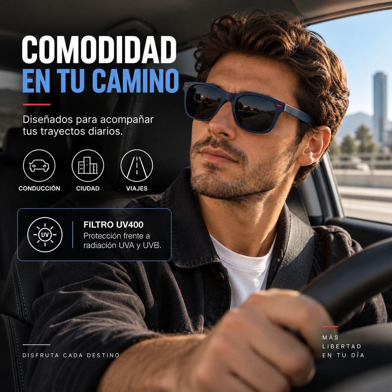 Lente De Sol Urban Square Clasico De Hombre Polarizado Uv400 Pa o y Caja-2