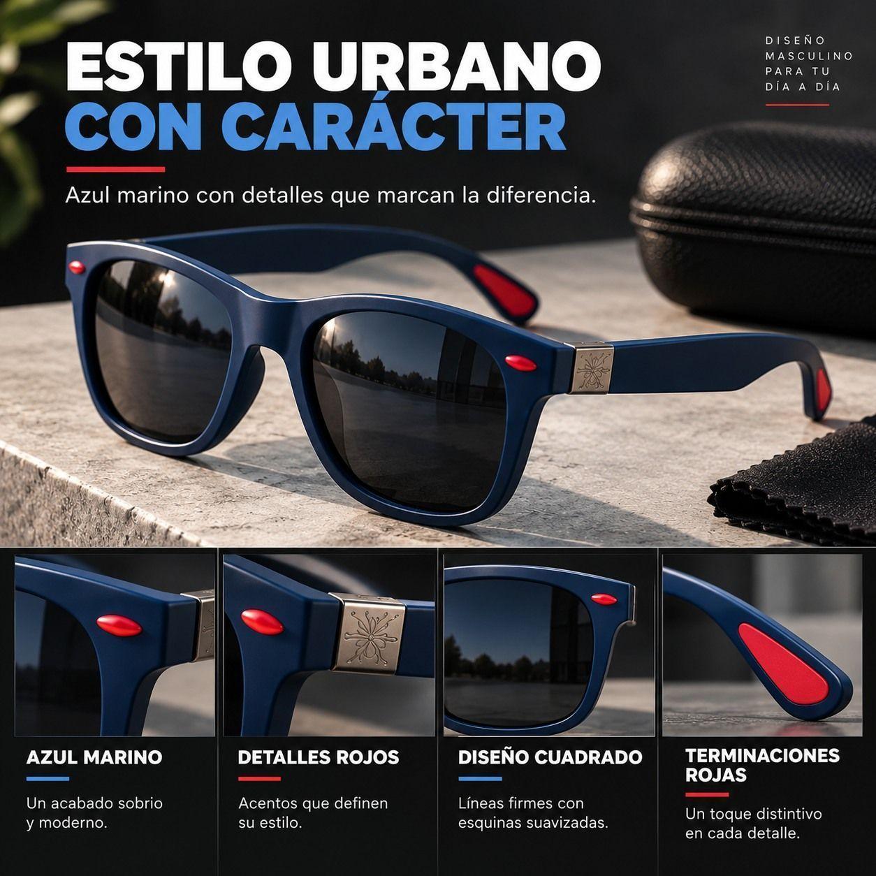 Lente De Sol Urban Square Clasico De Hombre Polarizado Uv400 Pa o y Caja-3