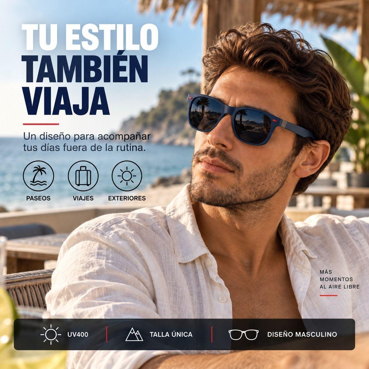 Lente De Sol Urban Square Clasico De Hombre Polarizado Uv400 Pa o y Caja-4