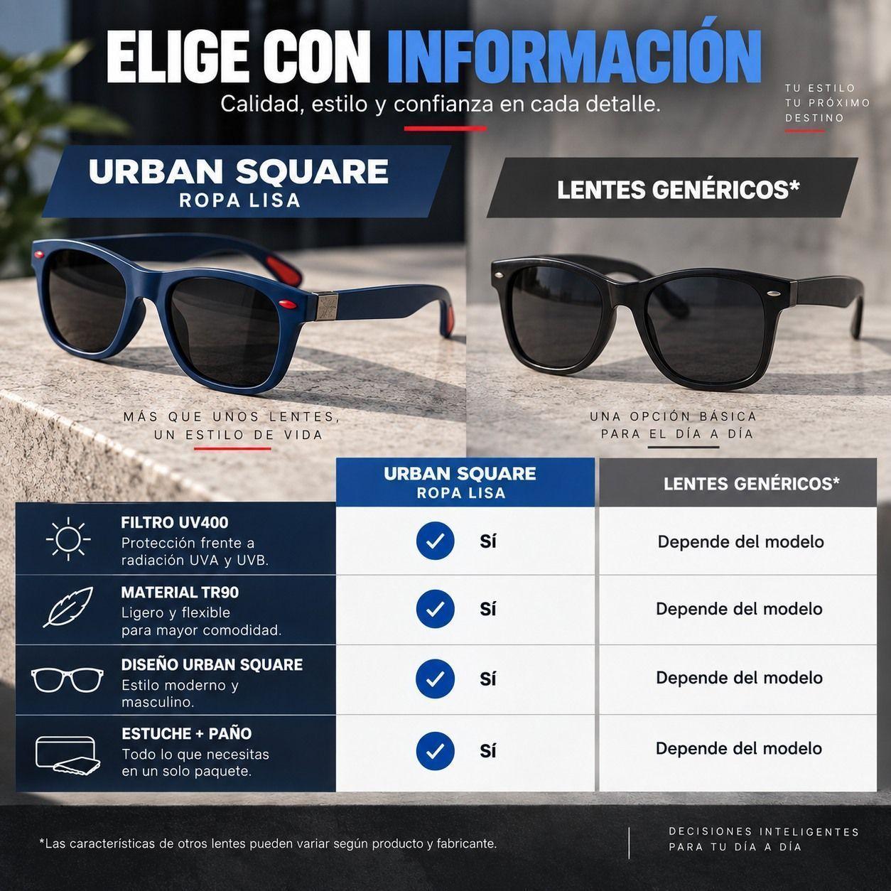 Lente De Sol Urban Square Clasico De Hombre Polarizado Uv400 Pa o y Caja-8