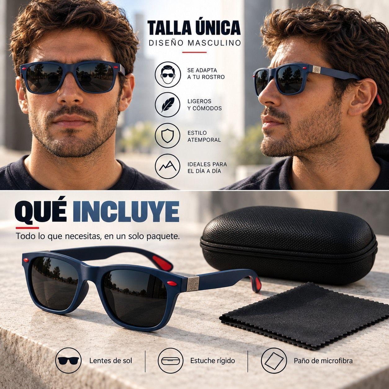 Lente De Sol Urban Square Clasico De Hombre Polarizado Uv400 Pa o y Caja-9