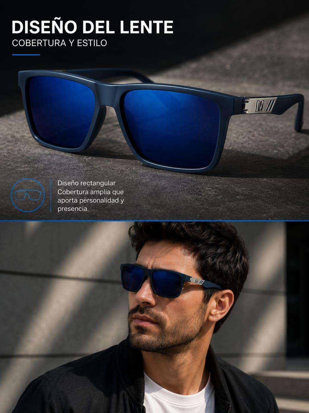 Lentes De Sol Polarizado De Hombre Rectangulares Uv400-1