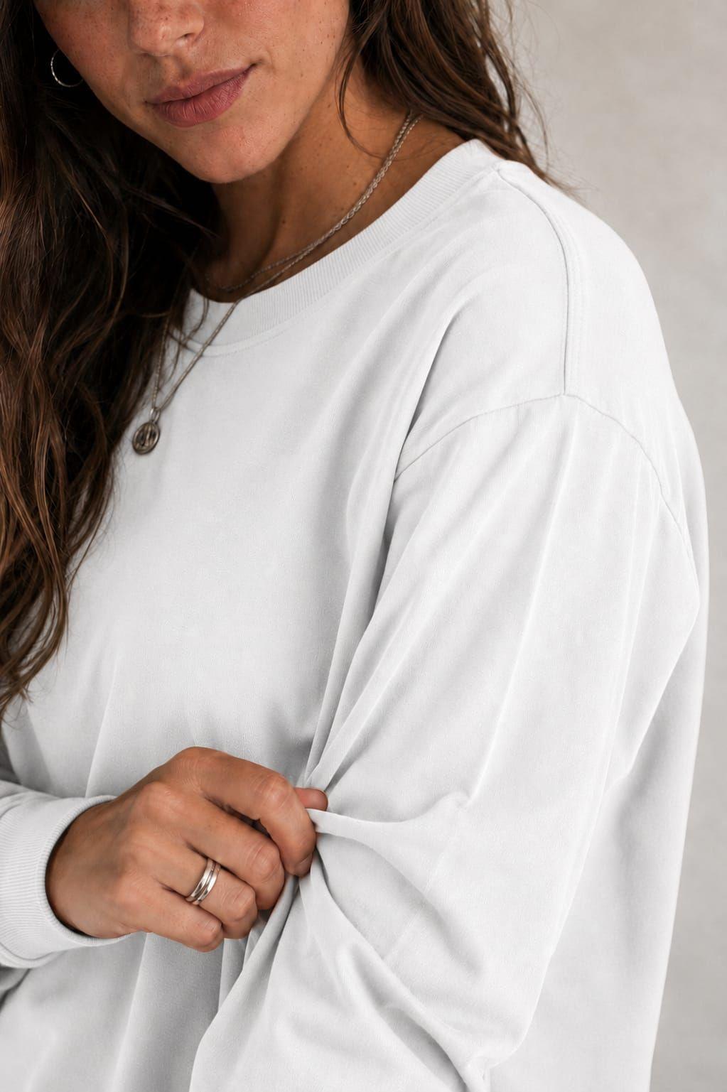 Polera Manga Larga De Mujer Cuello 180G Redondo Basica Estampar Unisex-5