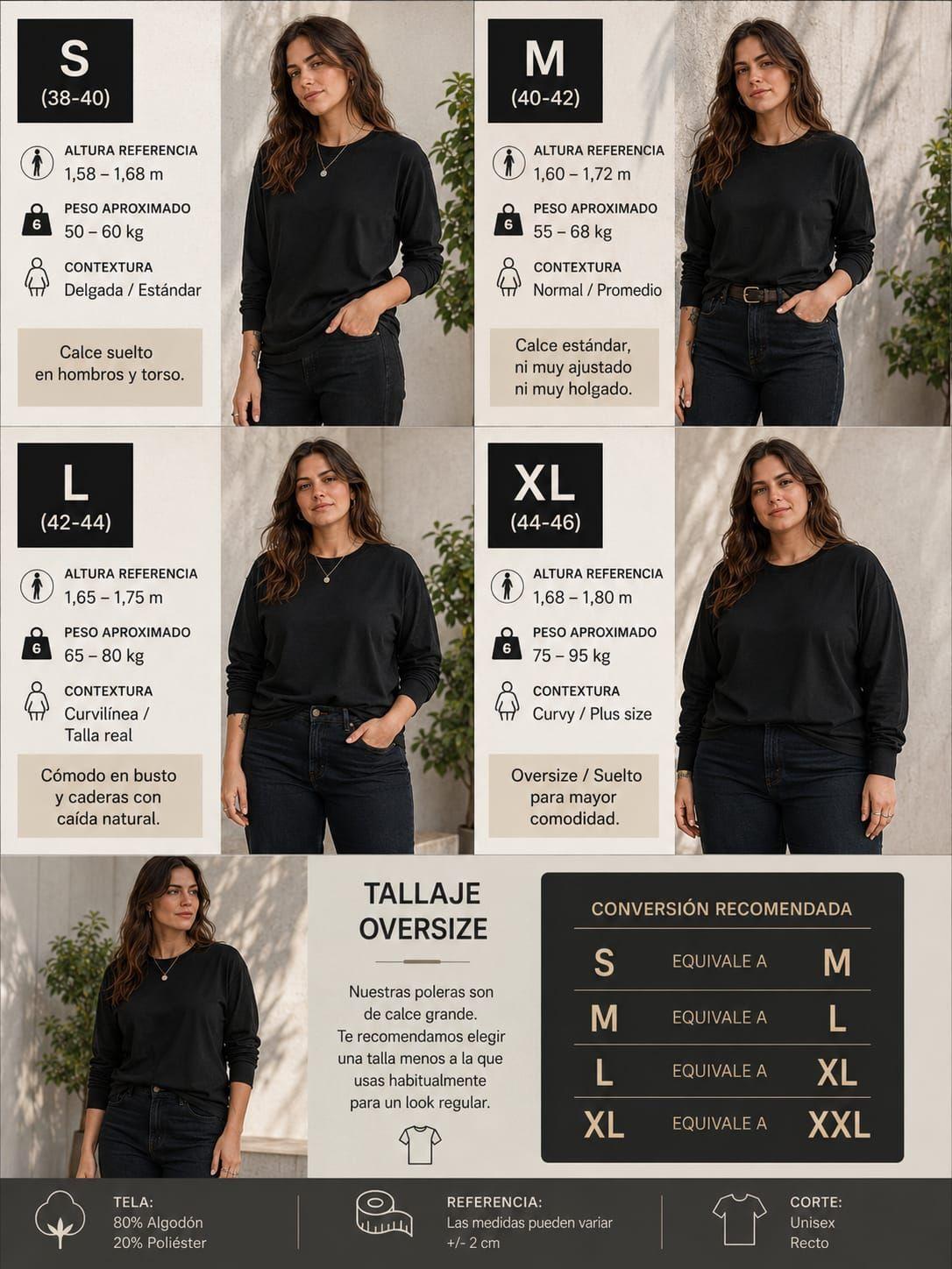 Polera Manga Larga De Mujer Cuello 180G Redondo Basica Estampar Unisex-6