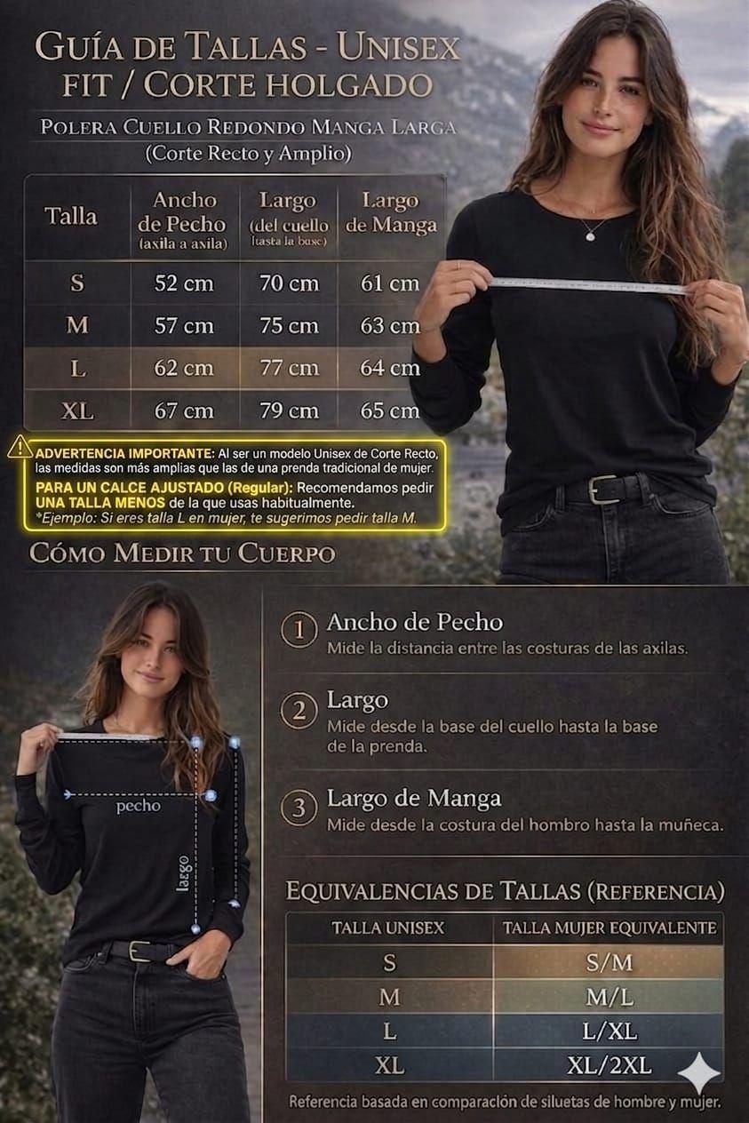 Polera Manga Larga De Mujer Cuello 180G Redondo Basica Estampar Unisex-7