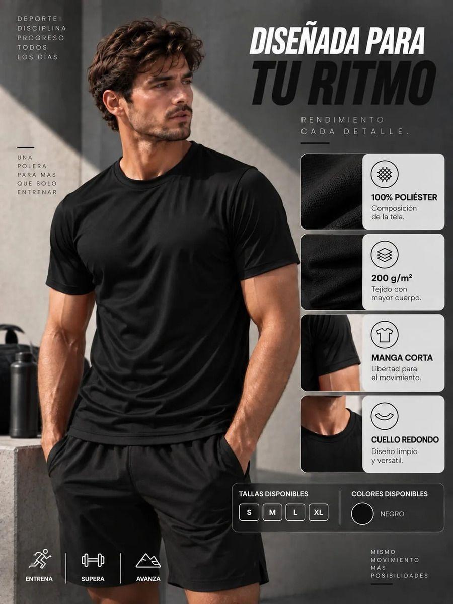 Polera Deportiva Dryfit Manga Corta Secado Rápido Y Cómodo-5