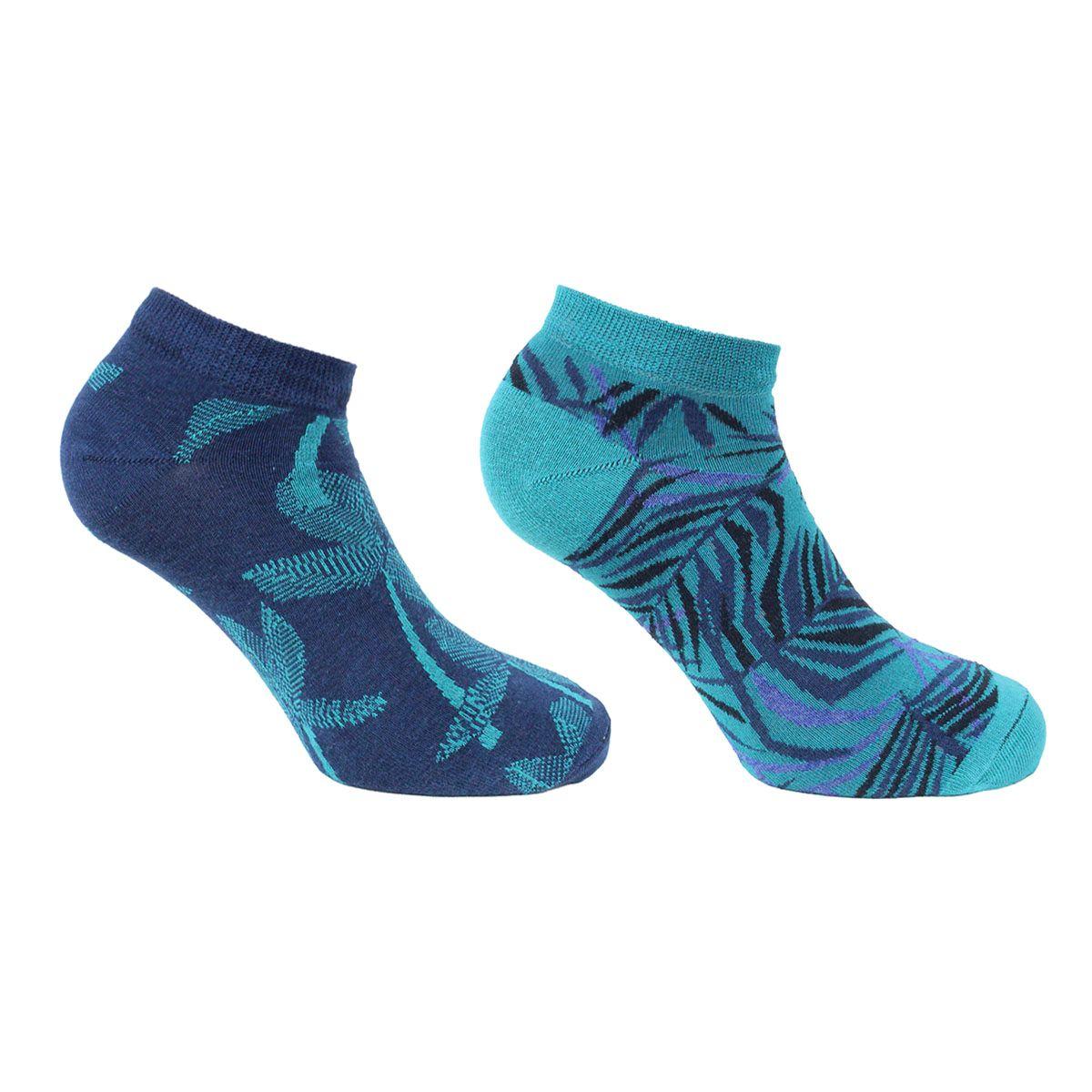 2 Pares Calcetín Bamboo Palmeras Azul-0