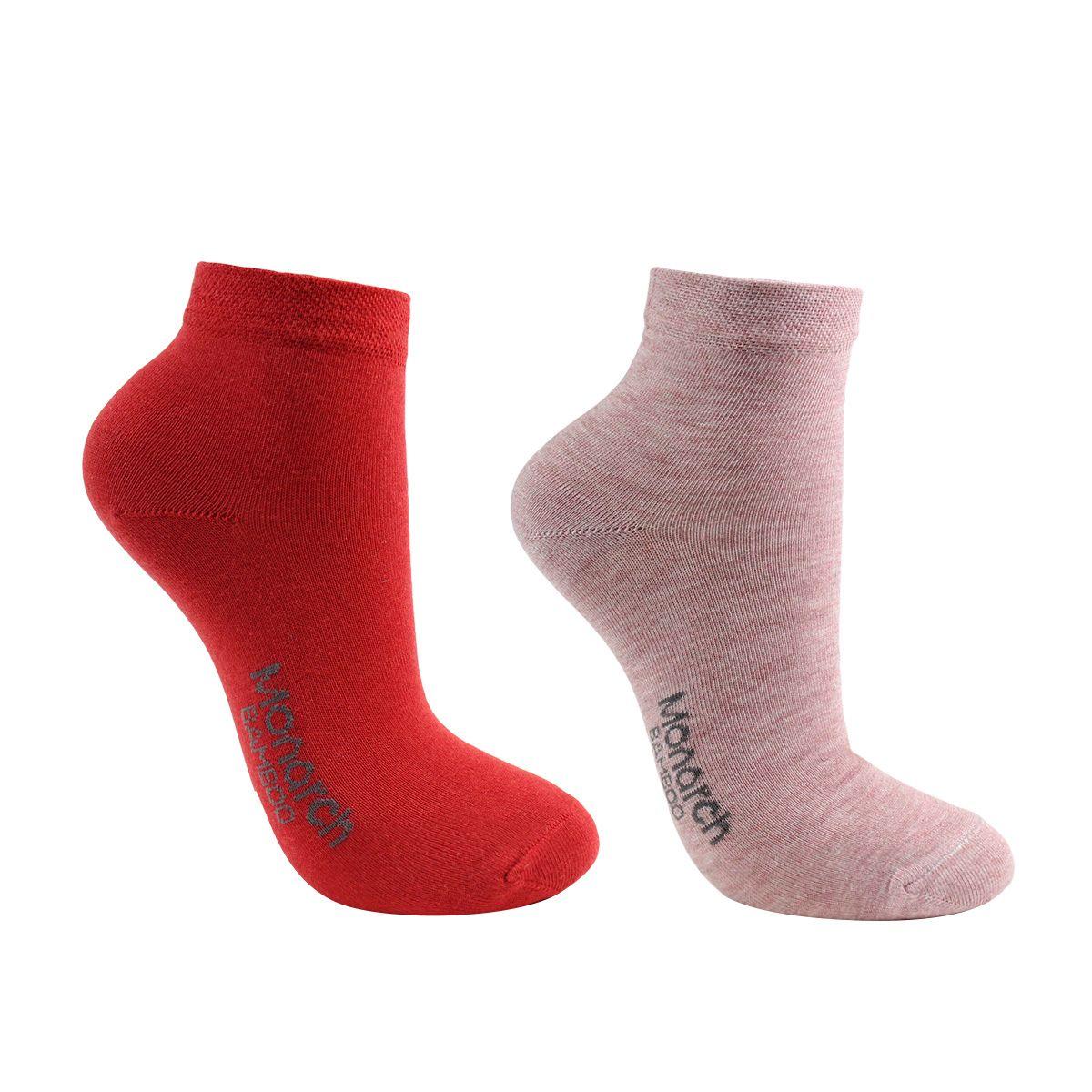 2 Pares Calcetín Bamboo Colores Largo 1/4 Malva-0