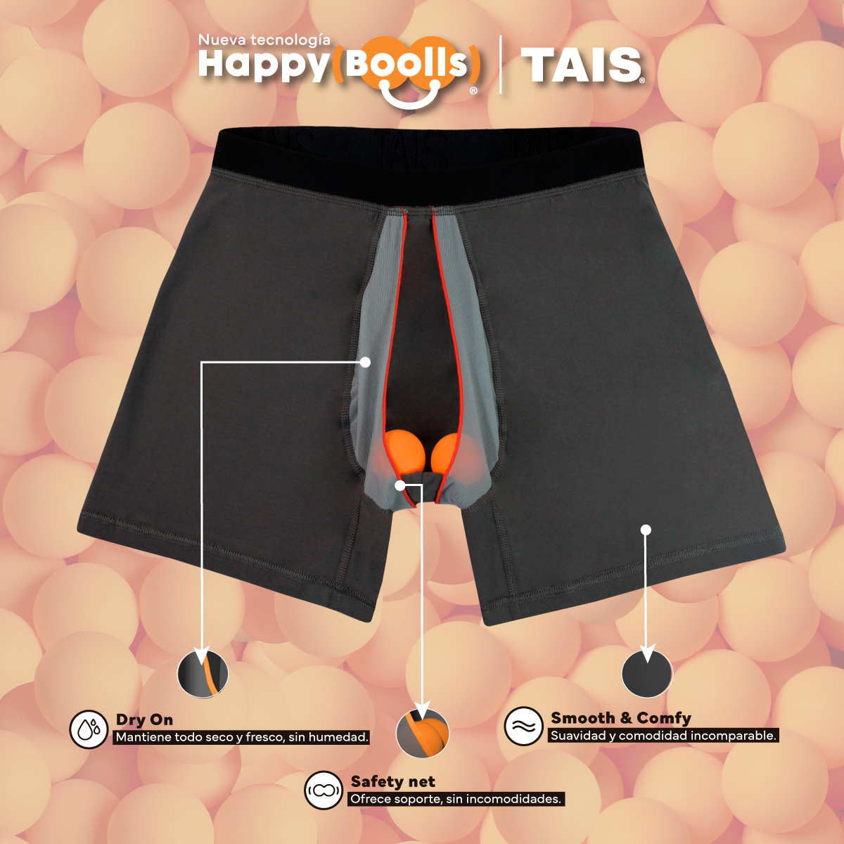 2 Unidades Boxer Medio Liso Negro Happy Boolls-3