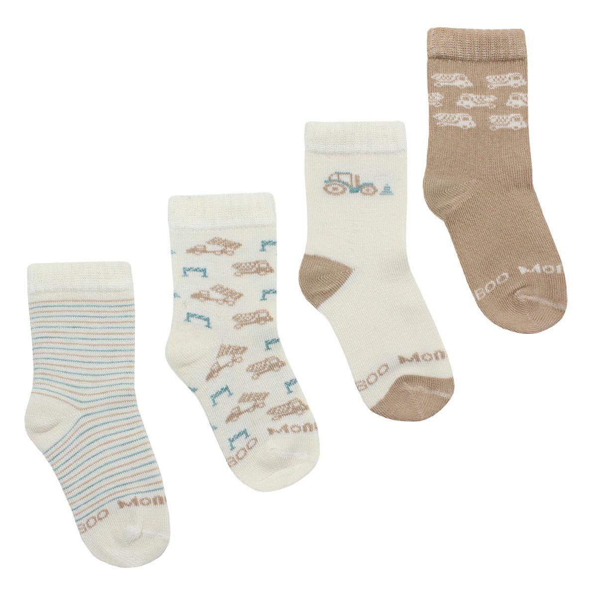 4 Pares Calcetín Bamboo 2/4 Tractor Blanco-0