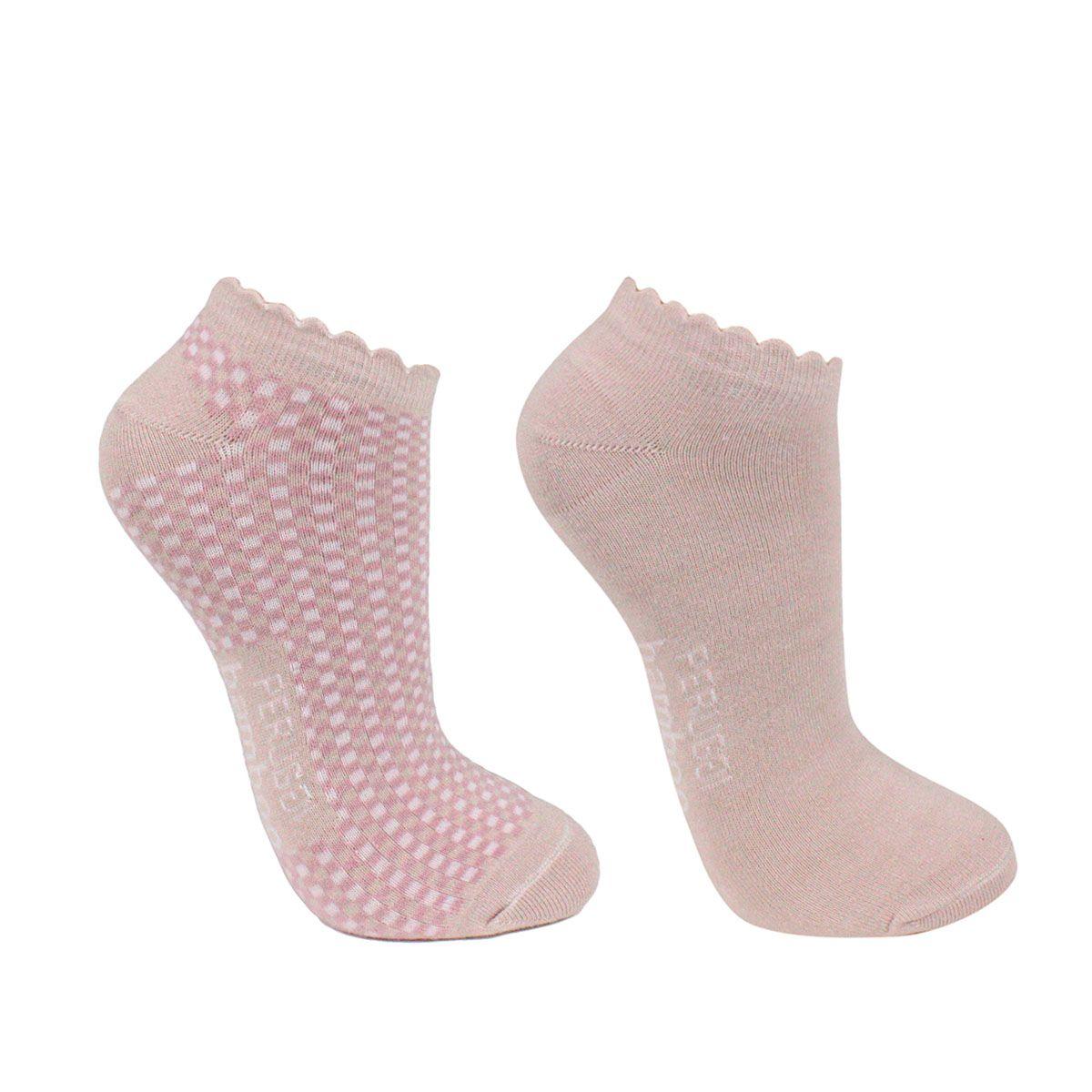 2 Pares Calcetín Bamboo Cuadritos Rosado-0