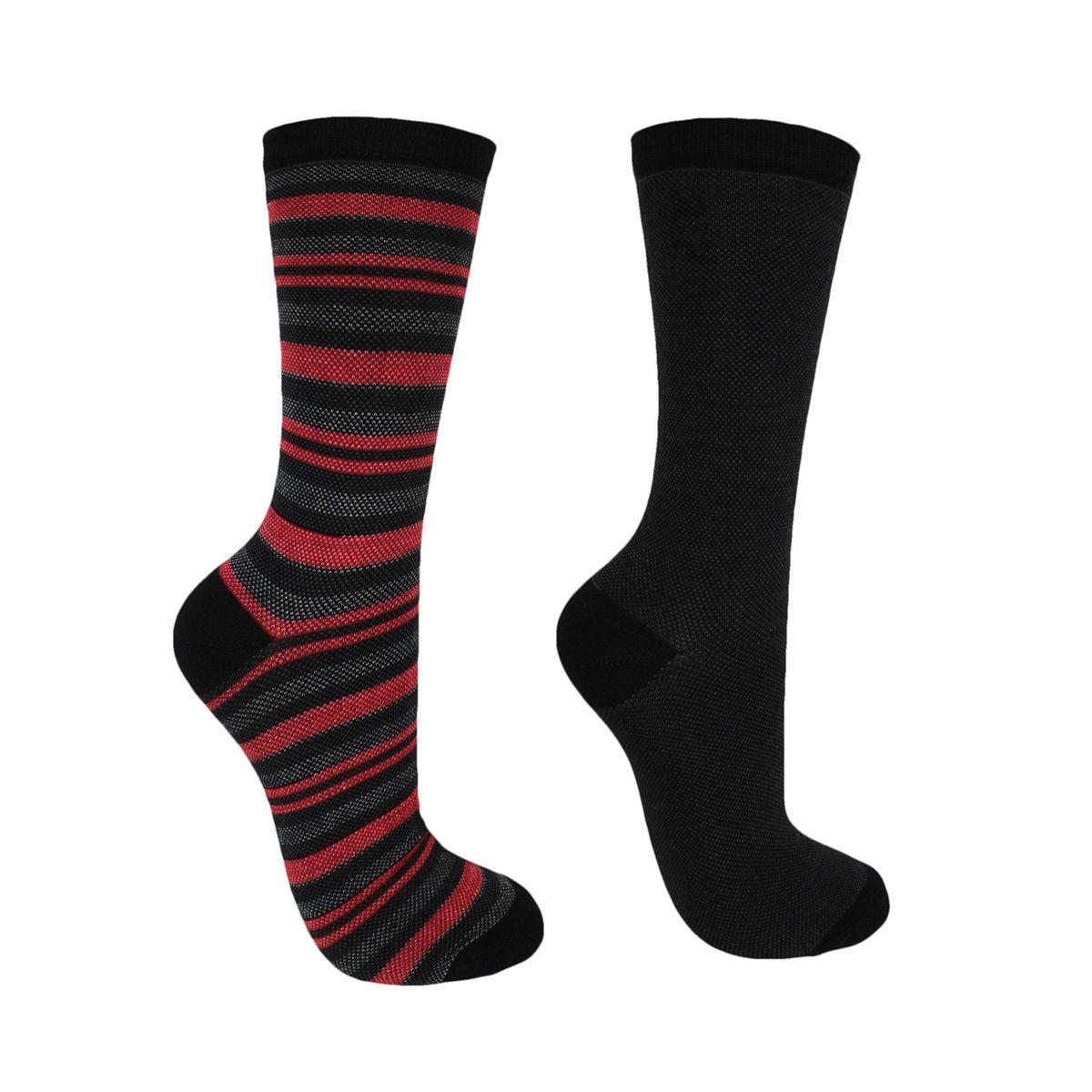 Calcetín Bi-Pack Bamboo Rayas Negro Peruggi-0