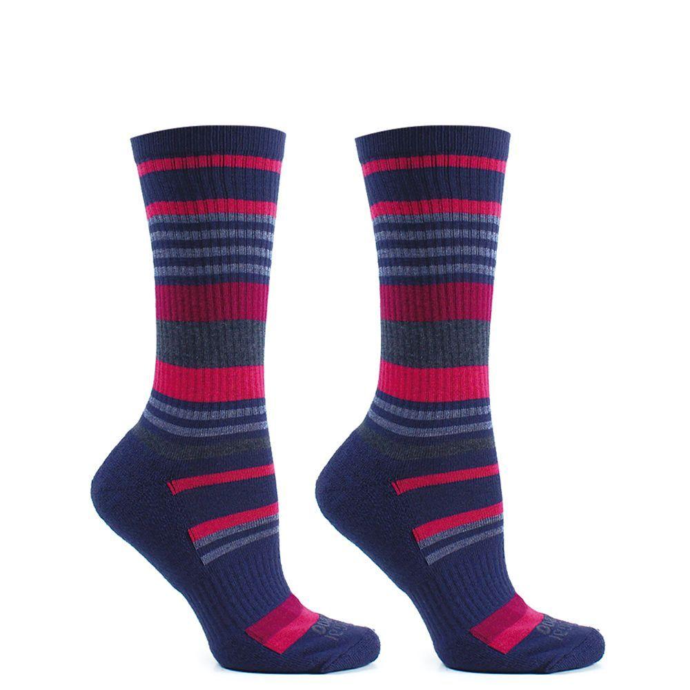 2 Pares Calcetin Bamboo + Coolmax Rayado Largo 3/4 azul-0