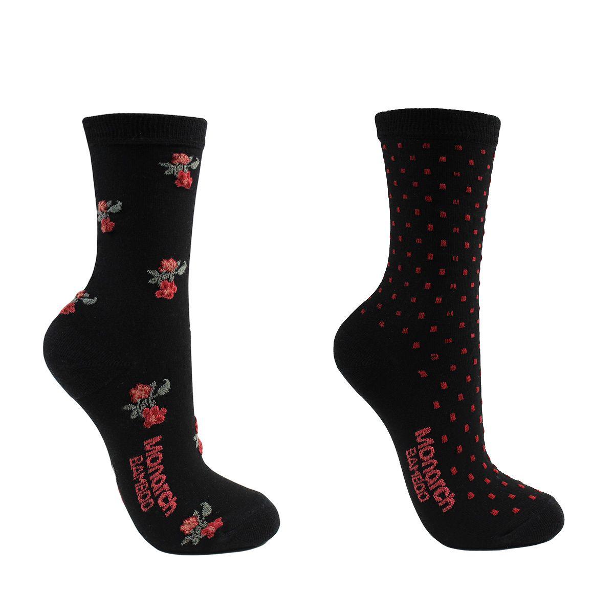 2 Pares Calcetín Bamboo Relieves Largo 3/4 Negro-0