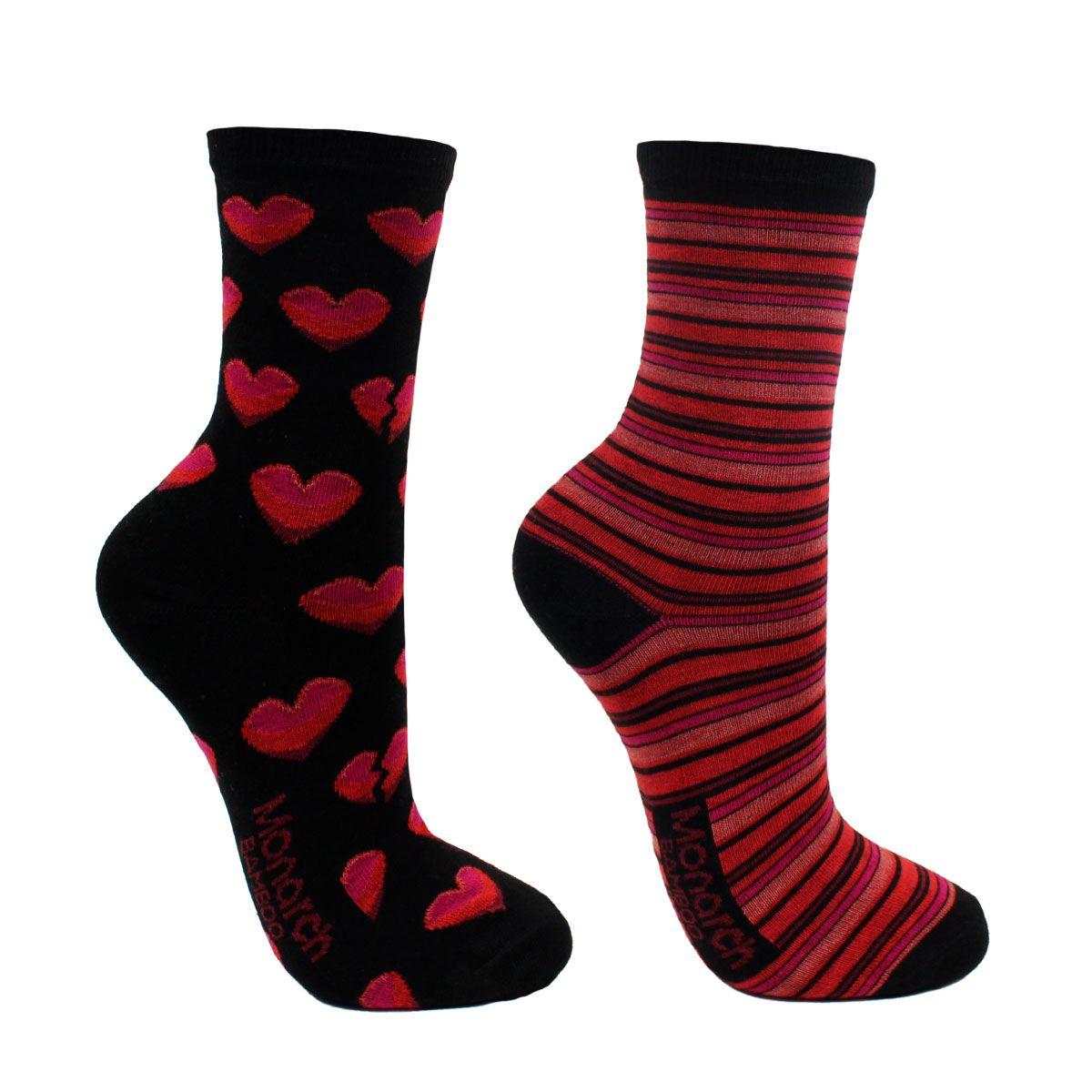 2 Pares Calcetín Bamboo Corazon Largo 3/4 Negro-0