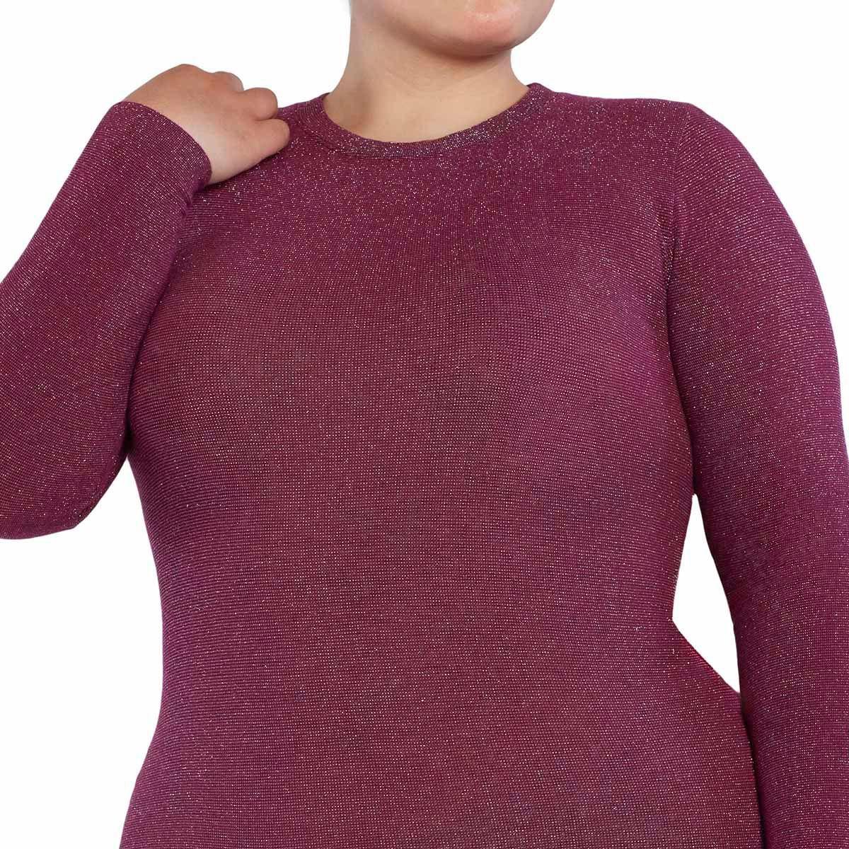 Polera Lurex Escote Polo Magenta Lasst-2