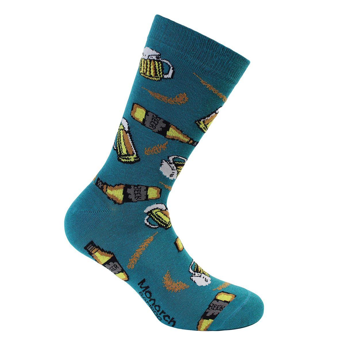 Calcetin Bamboo Diseño Cervezas Largo Americano Petroleo-0