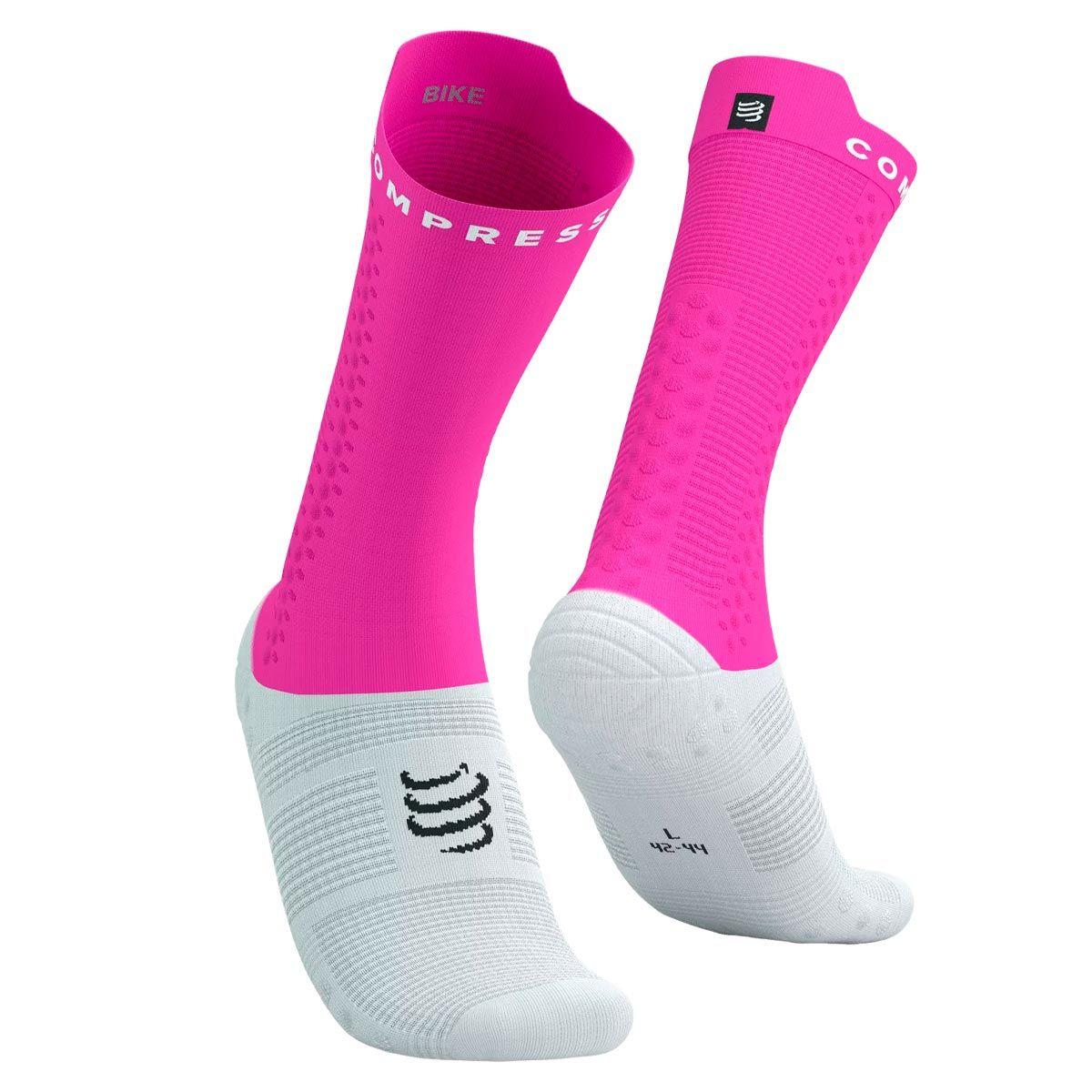 Calcetín Pro Racing Socks v4.0 Bike Rosado Compressport-0