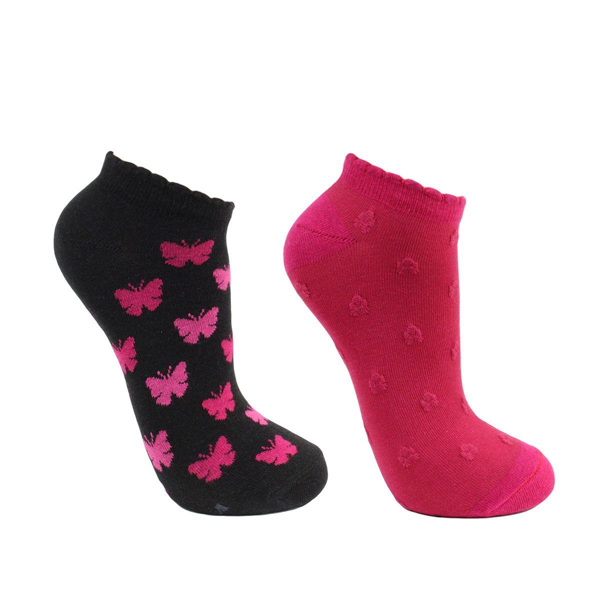 Bi-Pack Calcetin Algodón Mariposa Fucsia-0