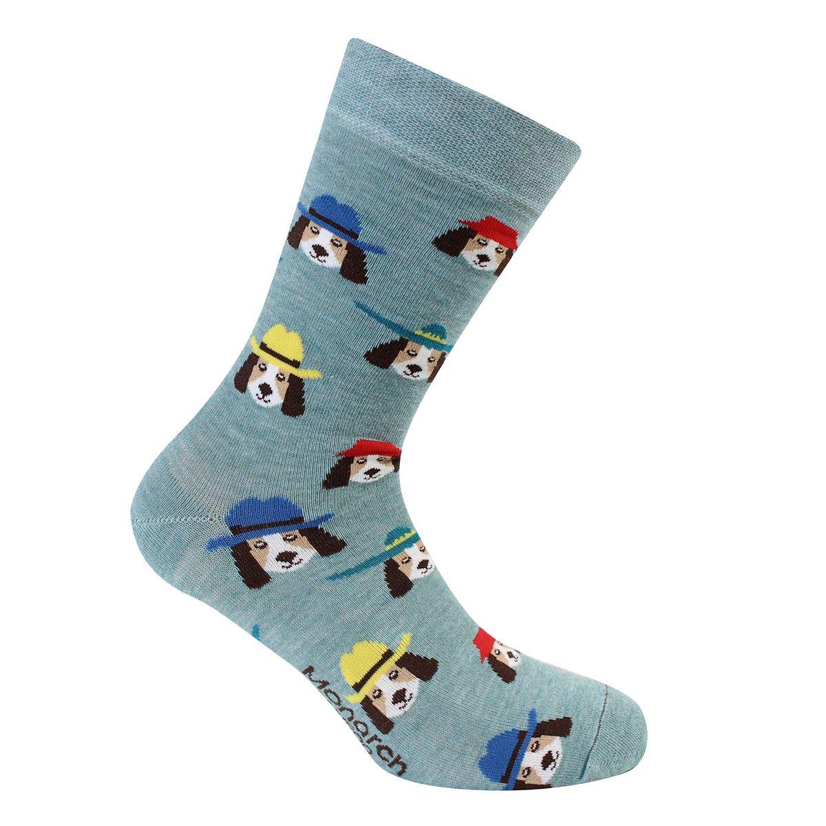 Calcetin Bamboo Diseño Perro Largo Americano Petroleo-0