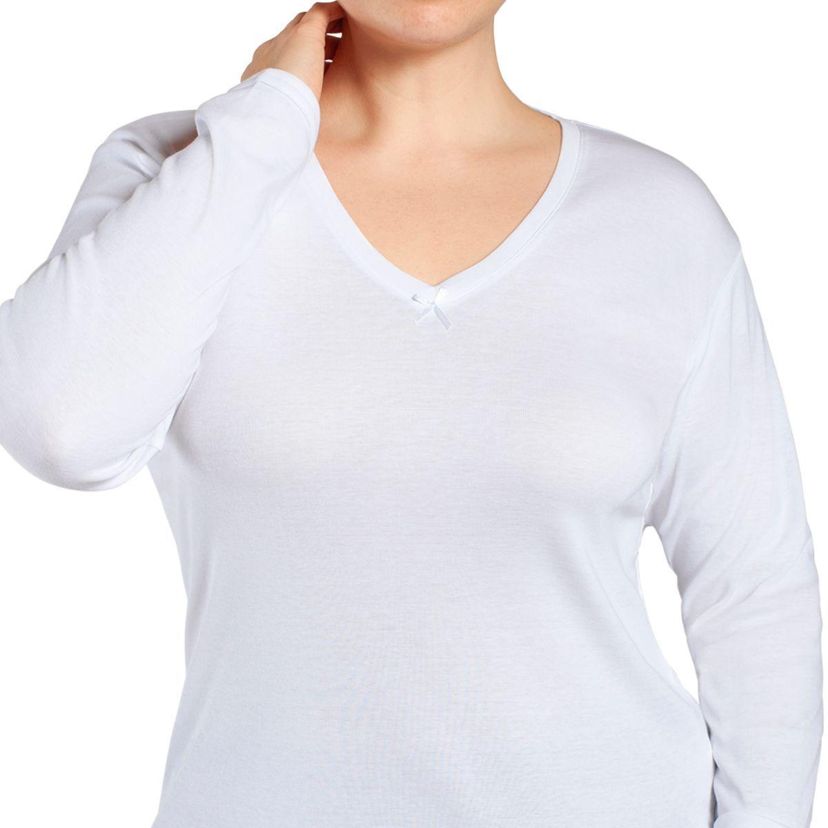 Camiseta Cuello V Manga Larga Blanco Monarch-2