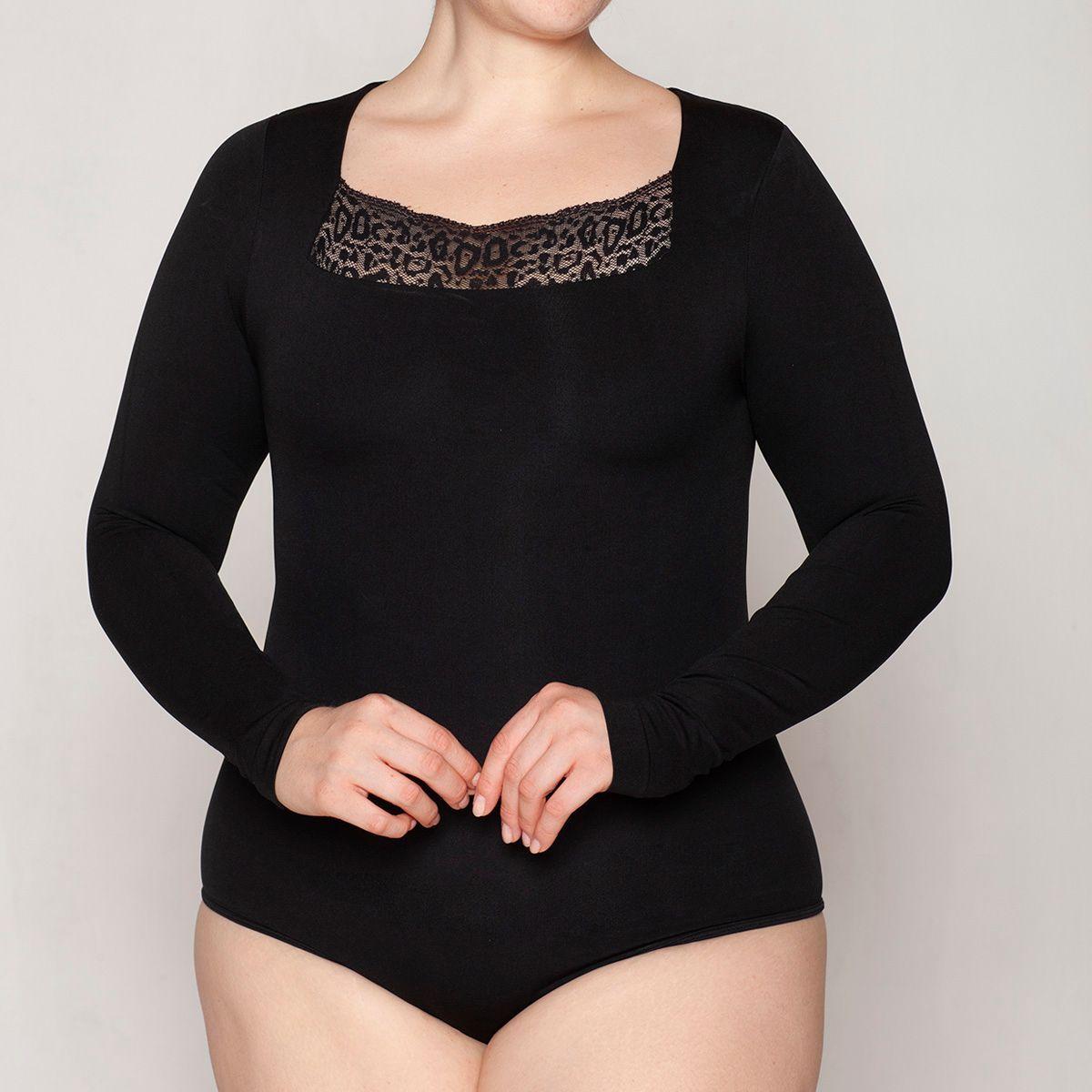 Polera Body Con Encaje Escote Negro Lasst-3
