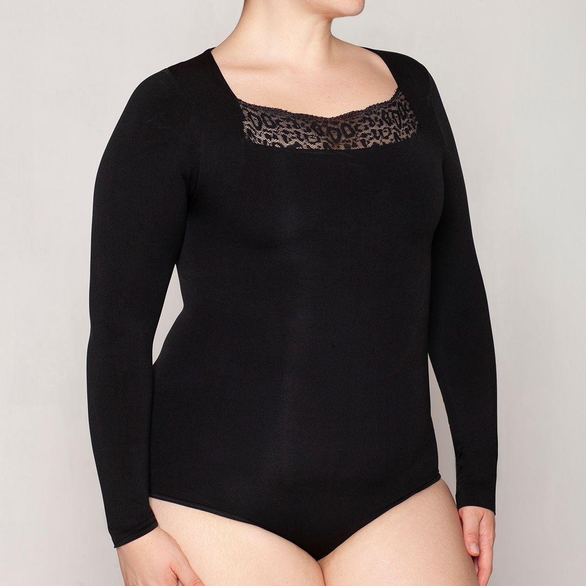 Polera Body Con Encaje Escote Negro Lasst-4