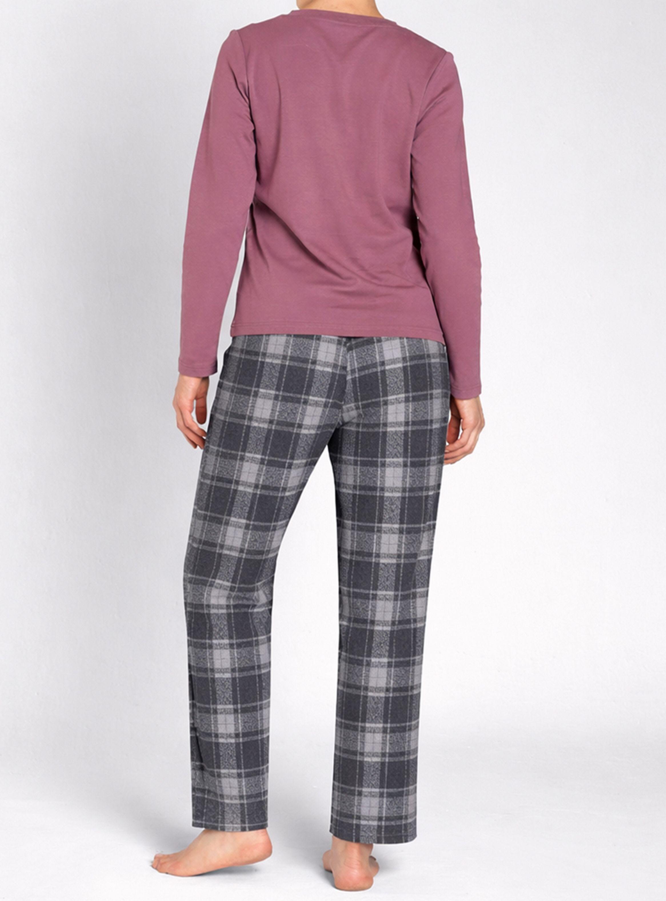 Pijama Algodón M/L Cuello V Pantalón Cuadros Mujer Monarch-2