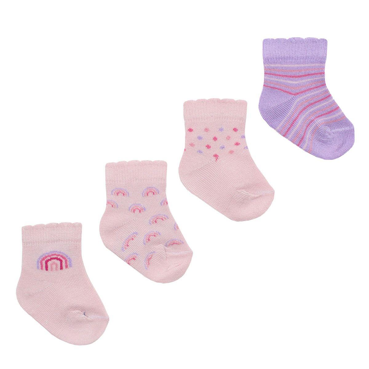 4 Pares Calcetín Bamboo 2/4 Arcoíris Rosado-0