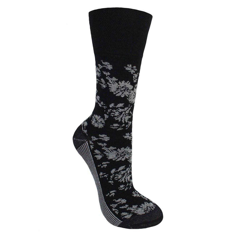 Comfy Socks - Calcetin Comfy Bamboo + Cobre Flores Negro-0