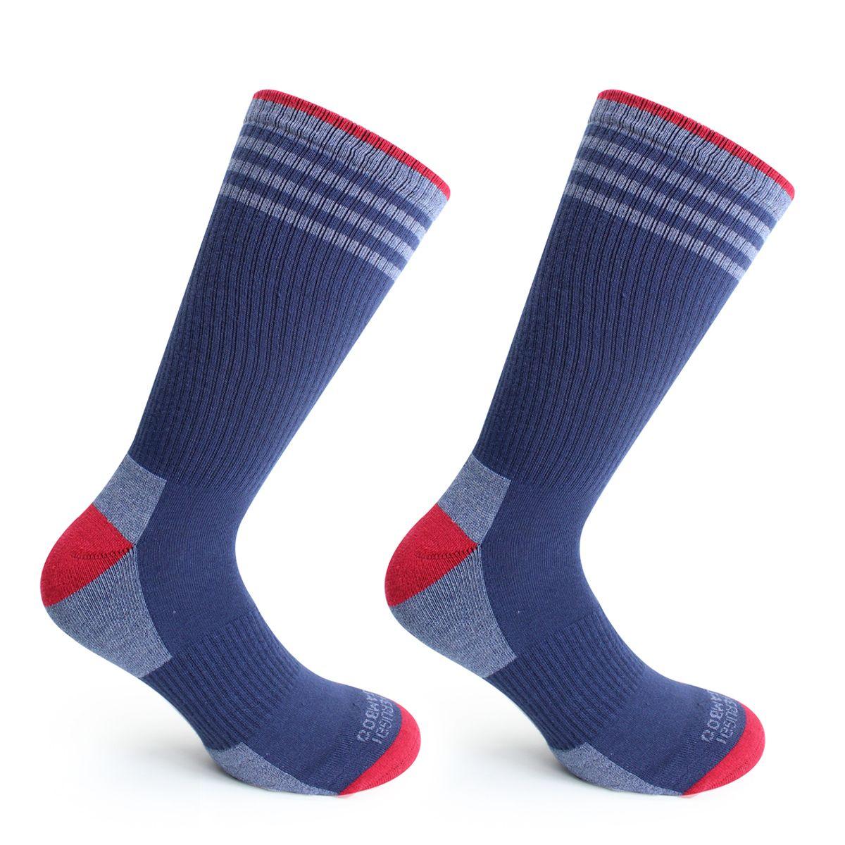 2 Pares Calcetin Outdoor Bamboo + Coolmax Largo Americano Azul-0