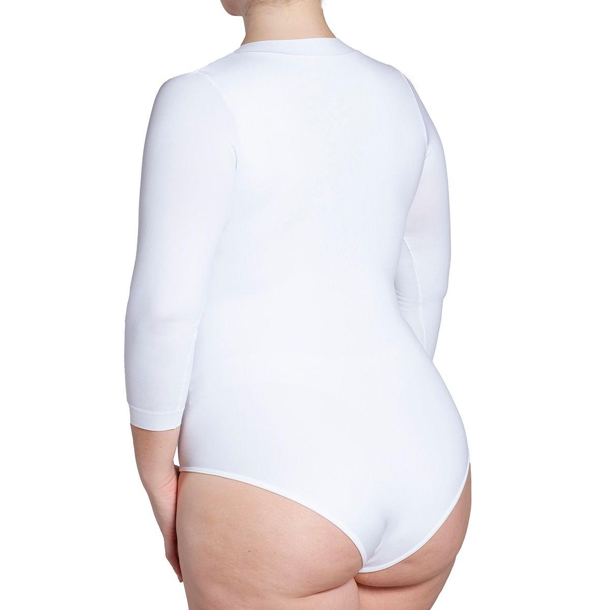 Body Manga 3/4 Escote "V" Blanco-5