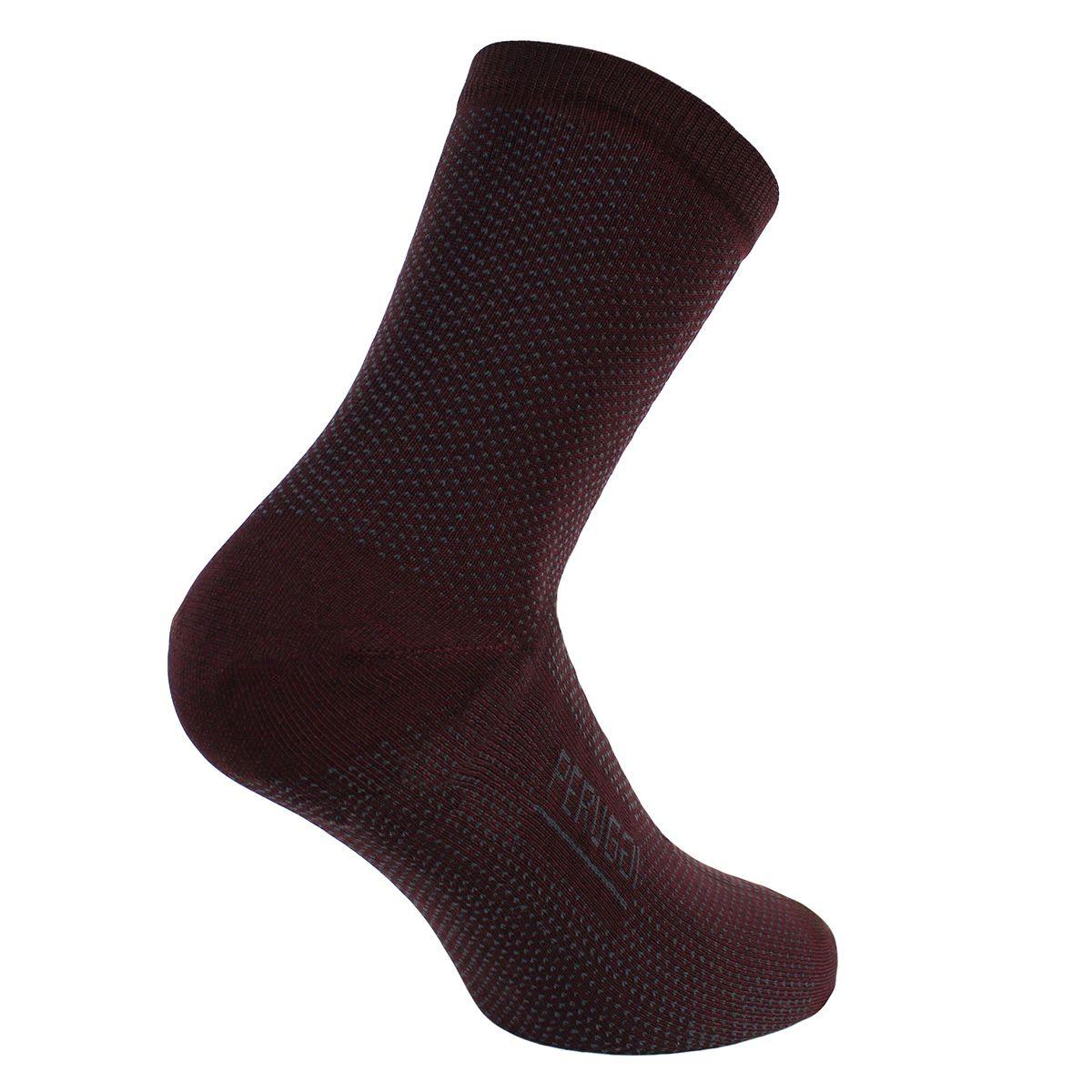 2 Pares Calcetín Hilo Diseño Largo 2/4 Burdeos-1