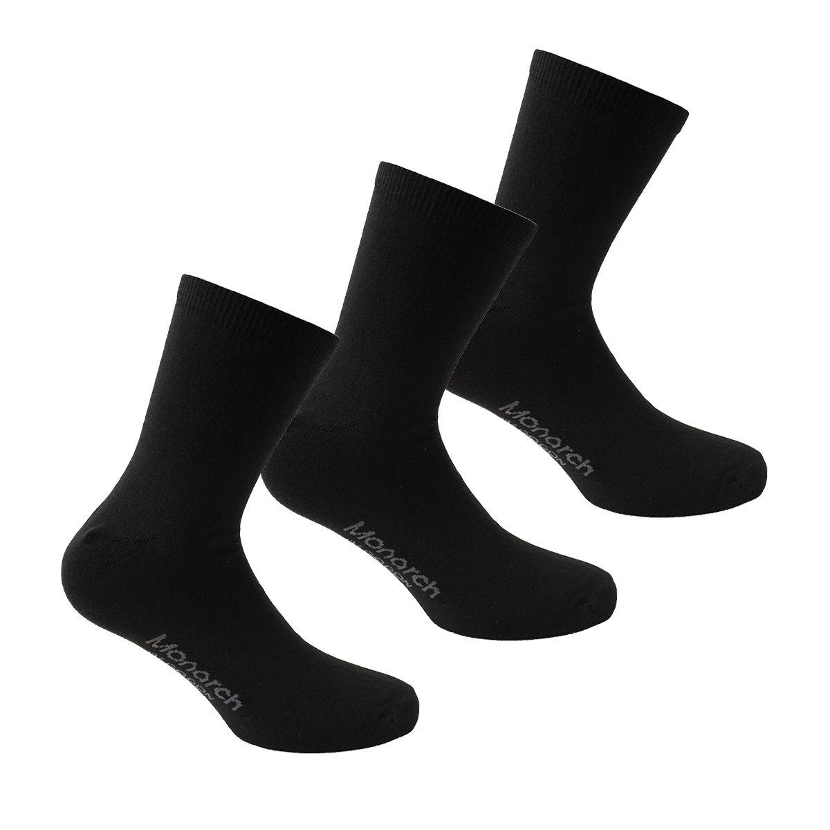 3 Pares Calcetín Algodón Liso Largo 2/4 Negro-0