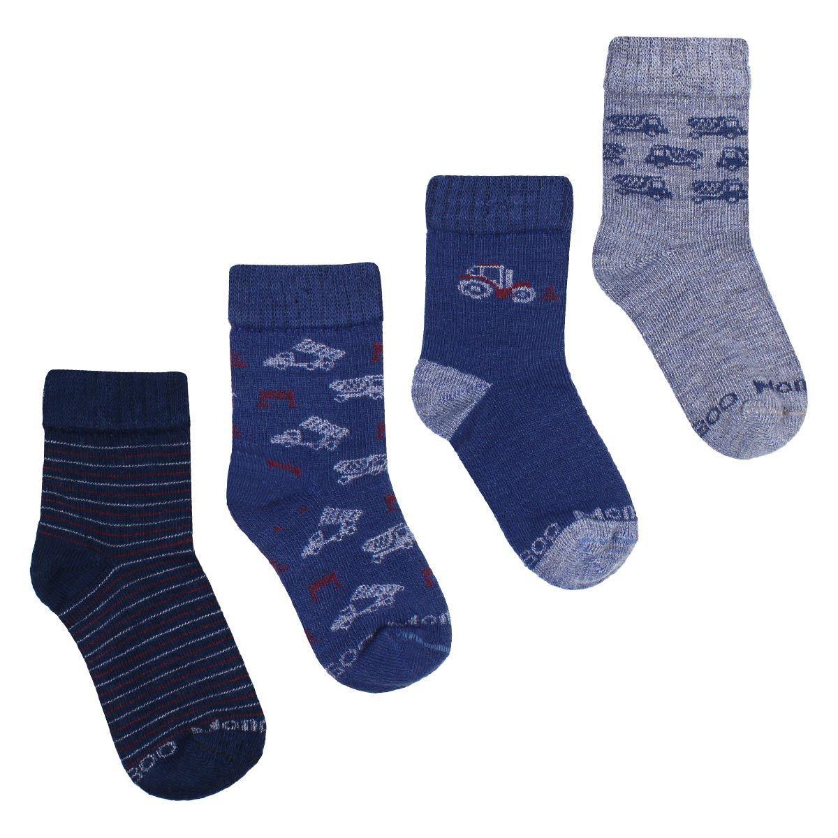 4 Pares Calcetín Bamboo 2/4 Tractor Azul-0