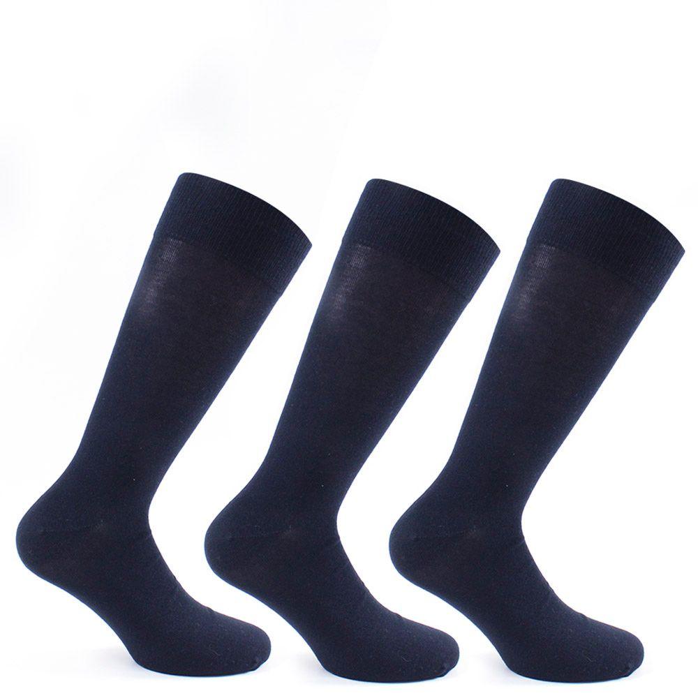 3 Pares Calcetines Algodon Liso Azul-0